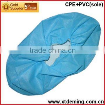 Blue Disposable PVC Overshoes with Elastic in FDA,CE,ISO13485 Standard