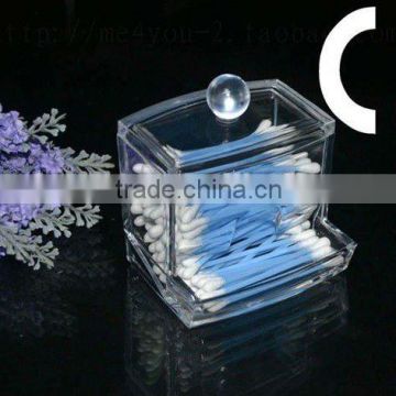 Crystal Clear Acrylic Cotton Swab Storage Box with lid