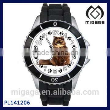 Fashion Women's Lovely Details about Persian Kitten Cat Dial Silicone Strap Quartz Watch