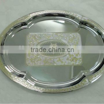 High quality hot selling stainless steel art craft silver tray/serving tray/round plate