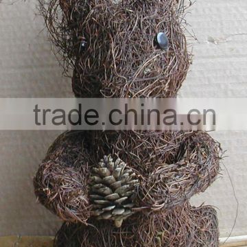 Handicraft Squirrel with Pine Cone Rattan Animal