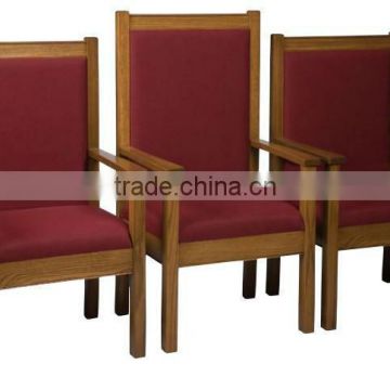 Church pulpit chair,with high back platform chair,red fabric covered seat & back cusion,solid wood church pulpit chair
