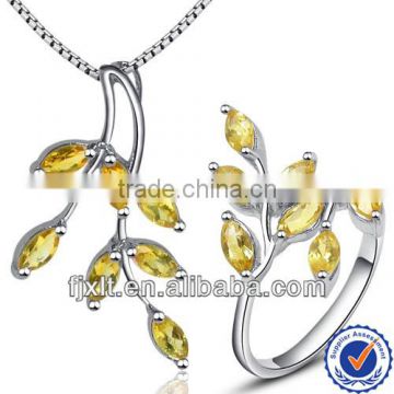 Hot Sale New Fashion Natural Citrine Jewelry Set, 925 Sterling Silver Gem Jewelry Set