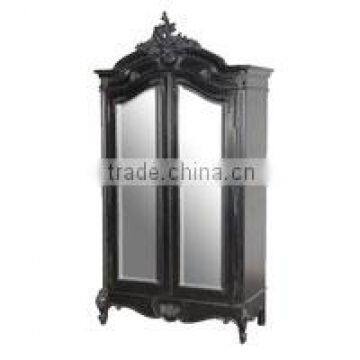 Moulin Noir 2 Mirror Doors Black Disstressed