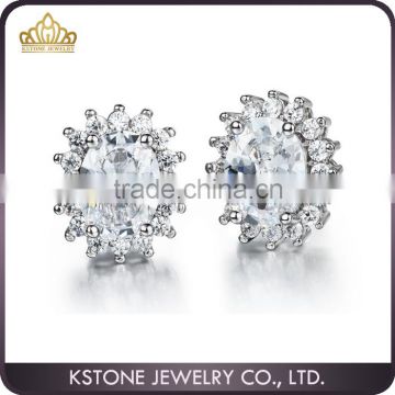 KSTONE Newest Oval Big Diamond Stud Earrings For Women