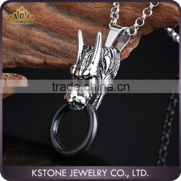 KSTONE Fashion Jewelry 316L Stainless Steel Dragon Shape Punk Skull Pendant for Men