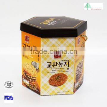 Hexagonal corrugated cardboard paper box with lid