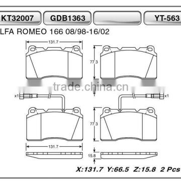 Auto brake pads for Alfa Romeo