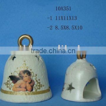 christmas terracotta bell candle holder decoration