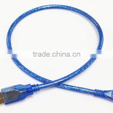 Transparent blue USB2.0 cable Male to Micro 5PIN 2m