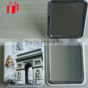 Promotional Cheap Metal Pu Pocket Mirror,Stainless Steel Metal Mirror,Make Up Mirror