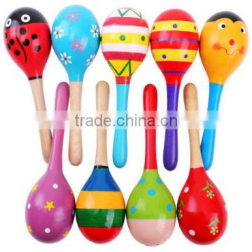 Colorful Wooden Maracas Baby Child Musical Instrument Rattle Shaker Party Toy
