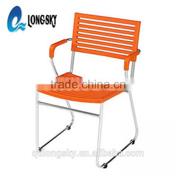 LS-4030F Fashion design stackable metal frame plastic chair with arms