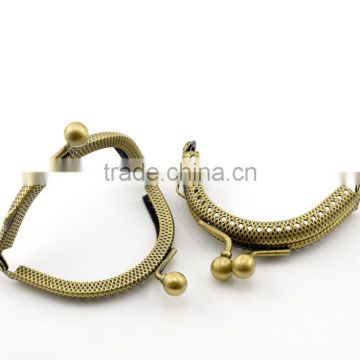 5pc Antique Bronze Bead Purse Bag Metal Arch Frame Kiss Clasp Lock 6.5x5.5cm(2 4/8"x2 1/8"),Jewelry
