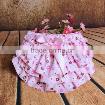 Wholesale baby ruffle shorts 2017 100% cotton baby diaper cover bloomers