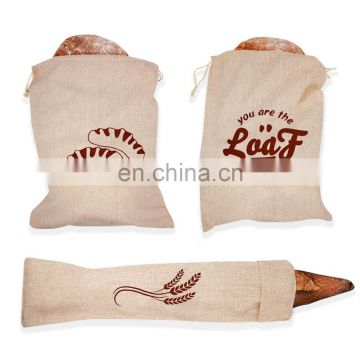 3 Pack- 100% Hand-printed Natural Flax Linen & Cotton Bread Bags for Homemade Artisan Bread & Reusable Food Storage, Large Loaf