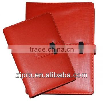 red pu loose spiral notebook with button