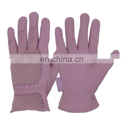 HDD factory women female wholesale in stock pink grip mesh comfort pigskin leather gardening gloves