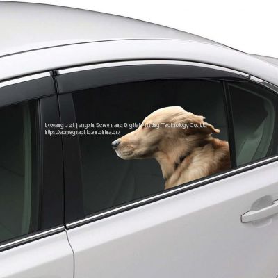 Golden Retriever Window Cling Funny Vinyl Glass Sticker One Way Vision See Through Car Sticker Of Dog