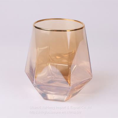 Iridescent Hexagonal Stemless Cocktail Glass Set