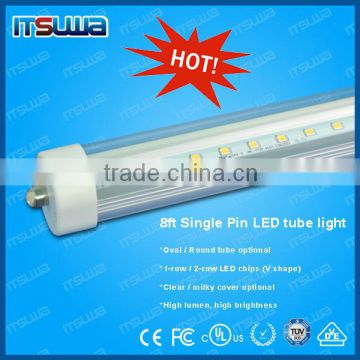 Wholesale price LED t8 tube light 8 feet 2400mm single pin led tube 96 inch