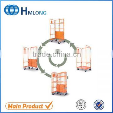 Three side logistic material handling portable folding trolley