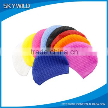 Wholesale High Quality Customized Waterproof Silicone Swimming Cap for Women with Protecting Ear and Long Hair