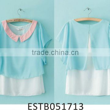 Ladies chiffon batwing sleeve relaxed t-shirts