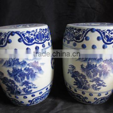Chinese Antique Blue and White Porcelain Garden Stool                        
                                                Quality Choice