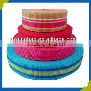 2015 High quality customized rainbow color striped woven cotton webbing