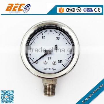 (YBF-40A) 40mm small size psi scale dial type all stainless steel liquid filling wireless pressure gauge