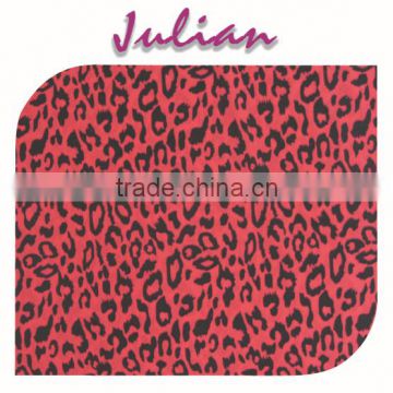 black red leopard pattern nylon ultr thin Spandex print parachutewaxed denim jeans fabric
