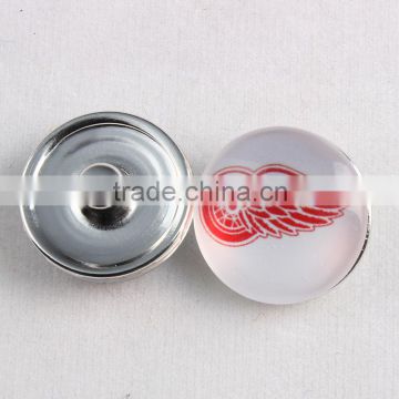 18mm Glass NHL Team Logo Snap Button Jewelry Detroit Red Wings Snap On Bracelet