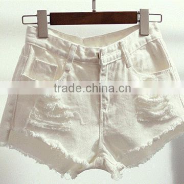 2016 High quality fashion white jeans shorts for girls