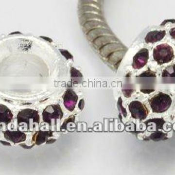 Alloy Glass Rhinestone European Beads, Large Hole Jewelry Beads(CPDL-H017-4)