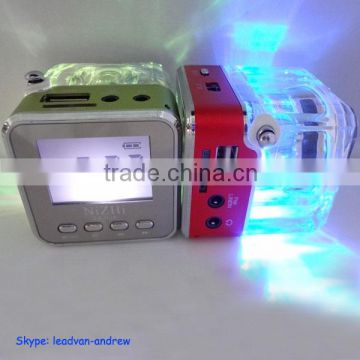 TT028 LED USB Micro SD Music Cube Speaker Box With FM Radio