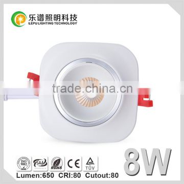 Dimmable L93.5 W93.5 H59 cutout80mm 8w 13wsquare led recessed downlight