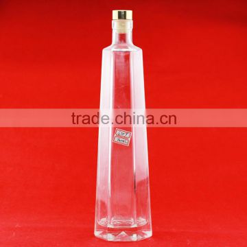 Wholesale glass liquor bottles handmade fancy glass spirit bottle 700ml empty glass bottle