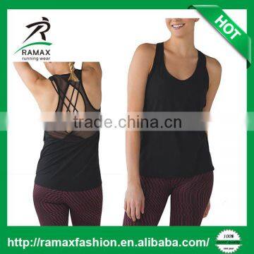 Ramax Custom Women Black Lightweight Mesh Racerback Yoga Tank Tops