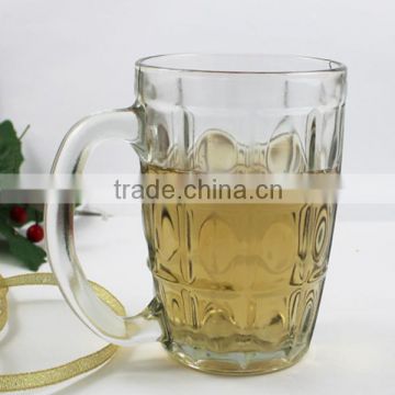 New design cheap beer cup with handle glass cup with handle for tableware