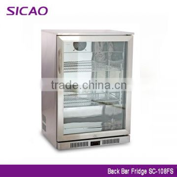 1 Door Display Cooler Type Stainless Steel Mini Bar Refrigerator