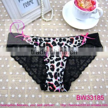 Sexy hot girls front facny leopard back lace see through underwear