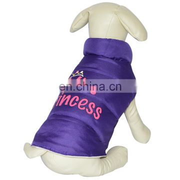 purple winter pet puffy coat dog clothes fashion design thick jacket with fleece inside