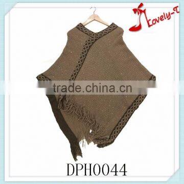 2015 New fashion Clothing crochet Knitting Poncho Women Sweater with tassels