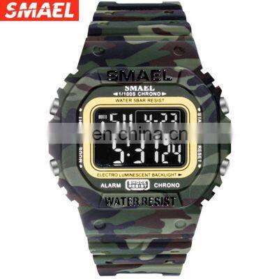 SMAEL 1801 Sport Latest Silicone Strap Women Man Big Face Led Digital Display Military Wrist Watch
