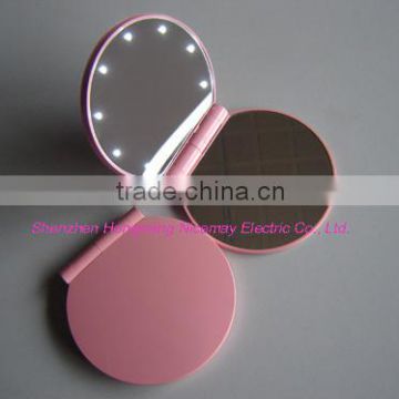 portable compact mirror with 8 Led lights