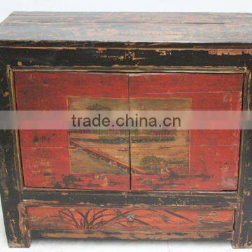 Chinese Mongolia Antique Furniture Painting Cabinet