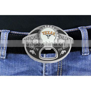 Lead & Nickel Free University Of Texas Longhorns "Official Tailgater" Silver Tone Belt Buckle With Bottle Opener