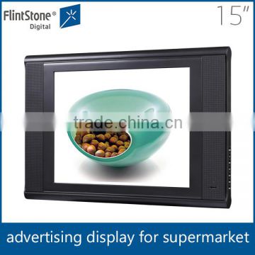 Supermarket 15 inch high definition lcd advertising screen