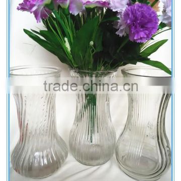 2016 hot sale Clear glass vase for decoration with three different disigns